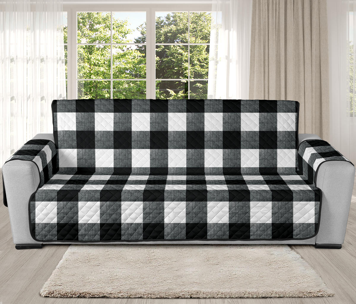 Black and White Buffalo Check Furniture Slipcovers Large Pattern