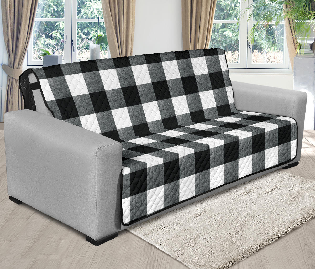 Black and White Buffalo Check Furniture Slipcovers Large Pattern