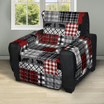 Red Patchwork Plaid Pattern With Bears Lodge Theme Furniture Slipcover