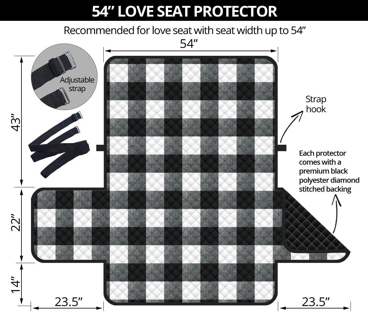 Black and White Buffalo Check Furniture Slipcovers Large Pattern