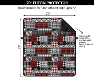 Red Patchwork Plaid Pattern With Bears Lodge Theme Furniture Slipcover