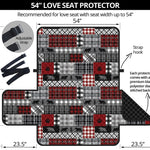 Red Patchwork Plaid Pattern With Bears Lodge Theme Furniture Slipcover