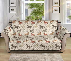 Horse Pattern on Light Cream Furniture Slipcovers