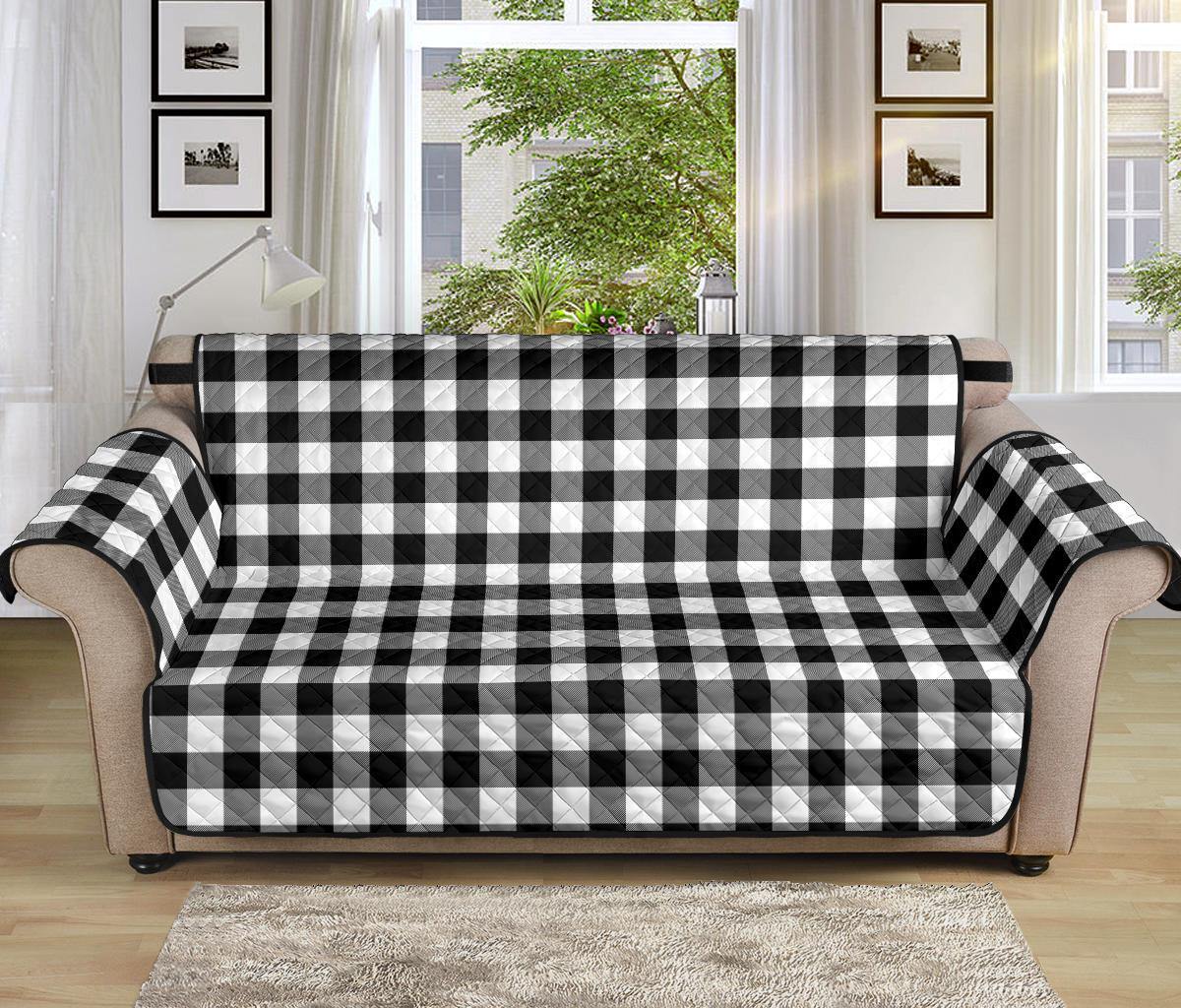 Black and White Buffalo Plaid Furniture Slipcovers - RusticDecorShop