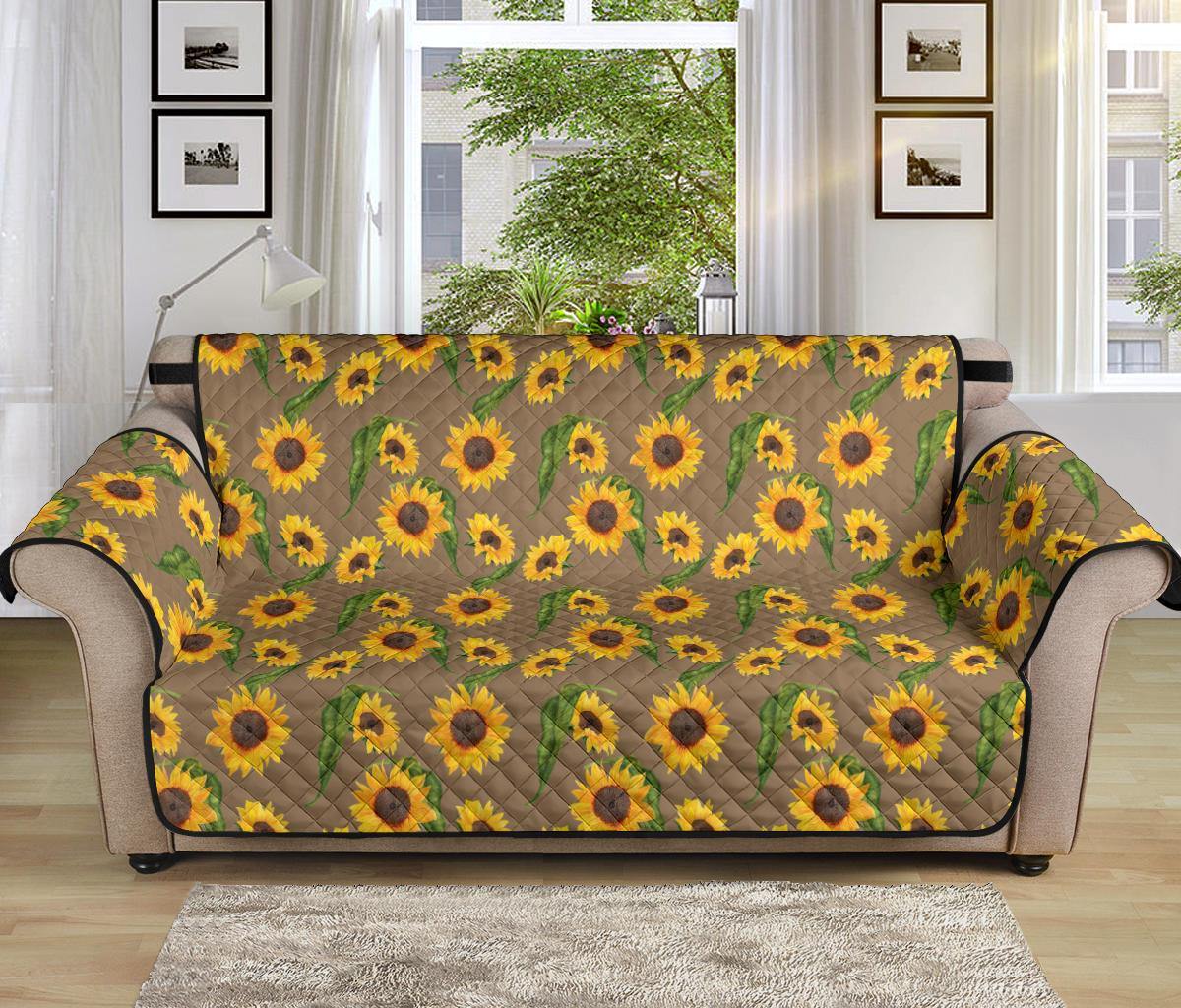 Brown With Sunflower Pattern Furniture Slipcovers - RusticDecorShop