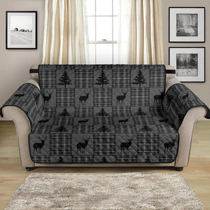 Gray and Black Plaid Deer Theme Rustic Furniture Slipcovers - RusticDecorShop