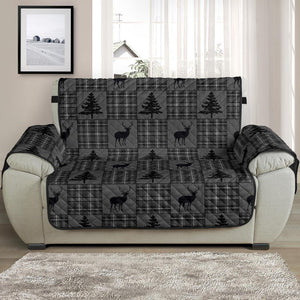 Gray and Black Plaid Deer Theme Rustic Furniture Slipcovers - RusticDecorShop