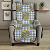 Blue Buffalo Plaid With Sunflowers Patchwork Pattern Furniture Slipcovers - RusticDecorShop