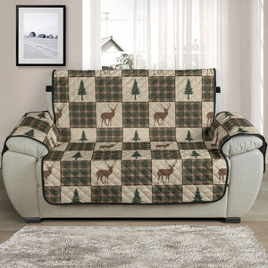 Tan and Green Plaid Deer Theme Rustic Furniture Slipcovers