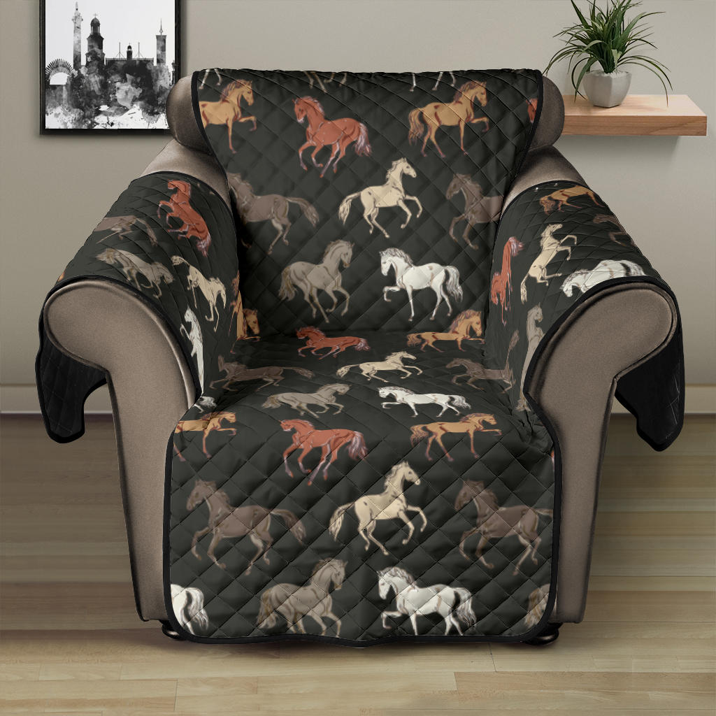 Horse Pattern on Dark Gray Furniture Slipcovers