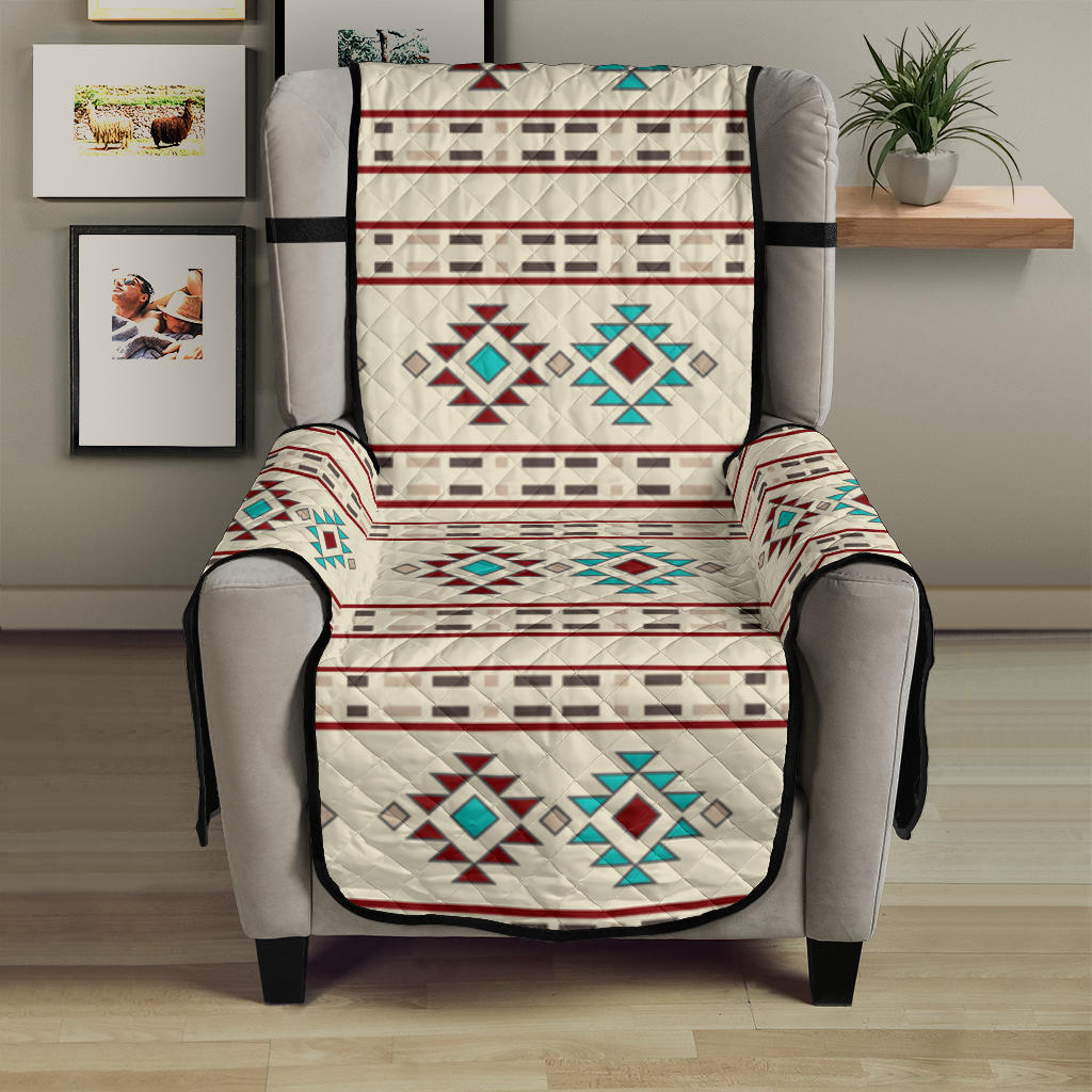 Southwestern Pattern Furniture Slipcovers In Light Cream