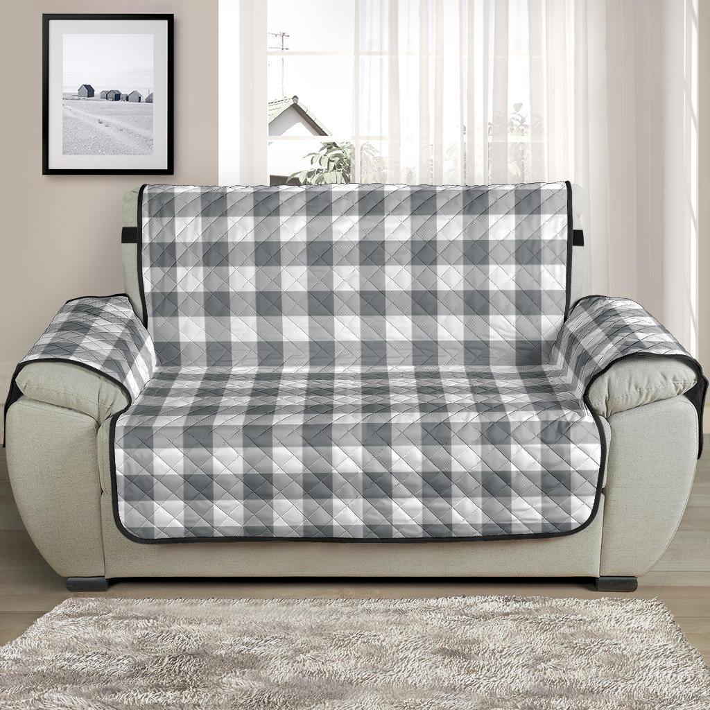 Gray and White Buffalo Plaid Furniture Slipcovers - RusticDecorShop