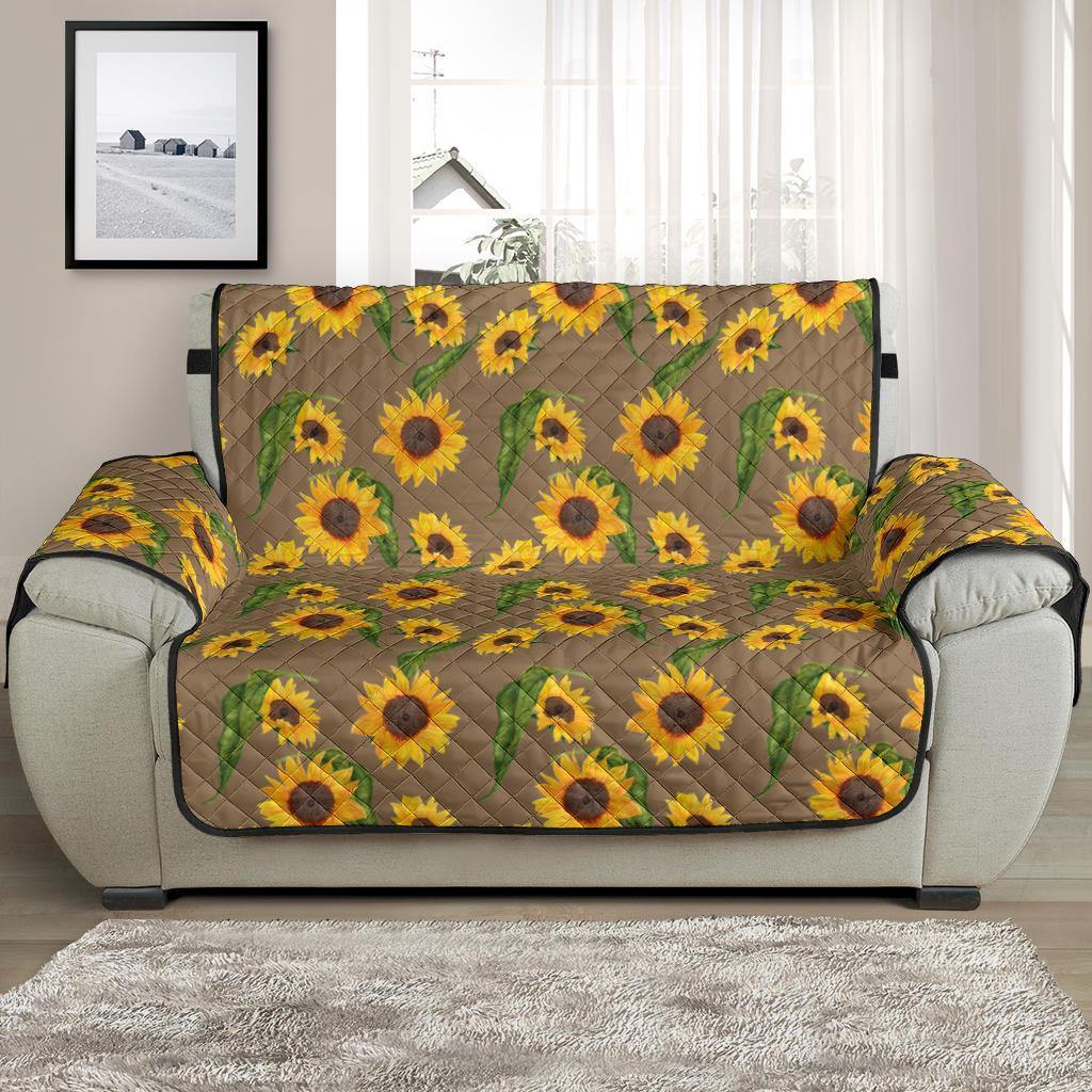 Brown With Sunflower Pattern Furniture Slipcovers - RusticDecorShop