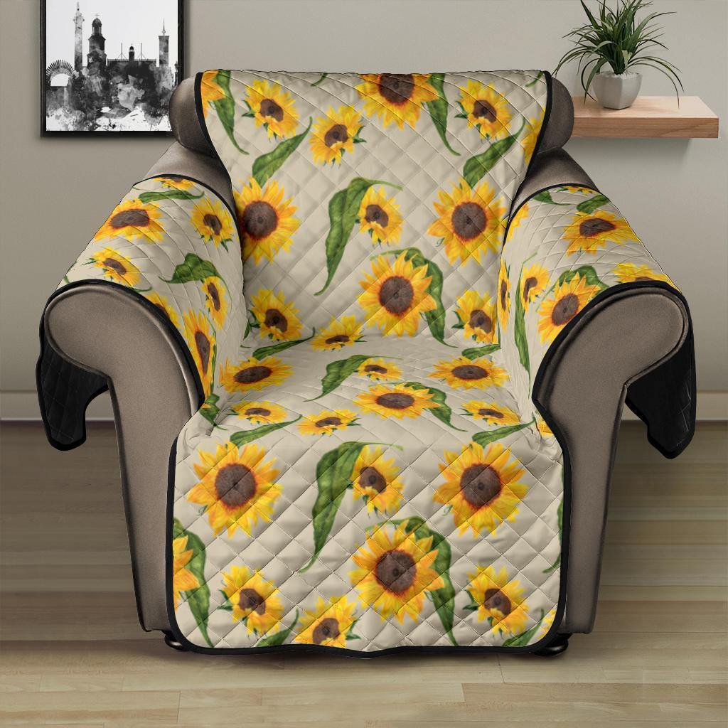 Beige With Rustic Sunflower Pattern Furniture Slipcovers - RusticDecorShop