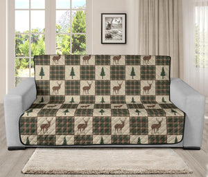 Tan and Green Plaid Deer Theme Rustic Furniture Slipcovers