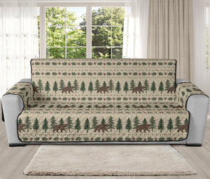 Rustic Tan With Bears, Acorns and Pine Trees Furniture Slipcover Protectors