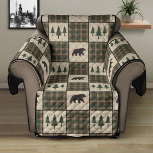 Tan and Green Plaid Bear Theme Furniture Slipcovers - RusticDecorShop