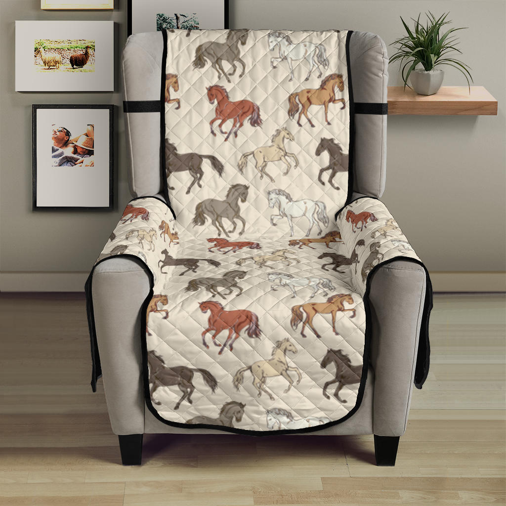 Horse Pattern on Light Cream Furniture Slipcovers