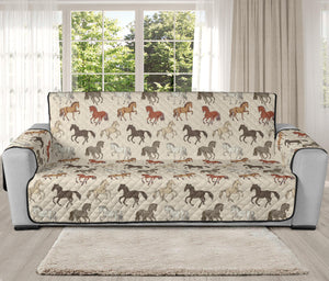 Horse Pattern on Light Cream Furniture Slipcovers