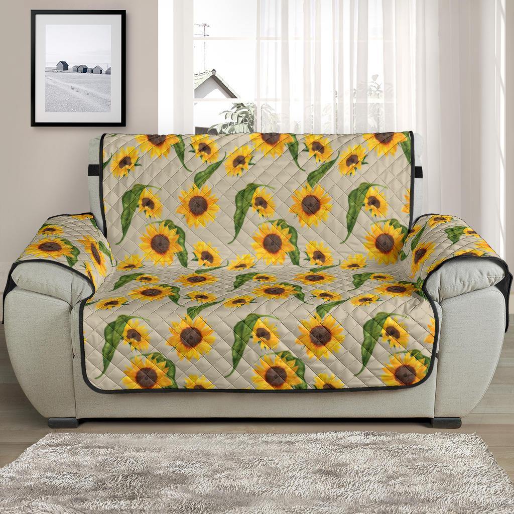 Beige With Rustic Sunflower Pattern Furniture Slipcovers - RusticDecorShop