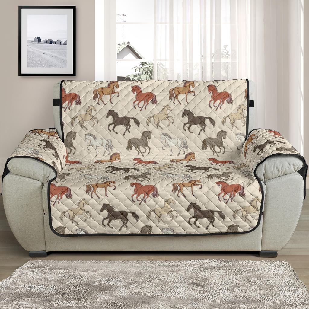 Horse Pattern on Light Cream Furniture Slipcovers