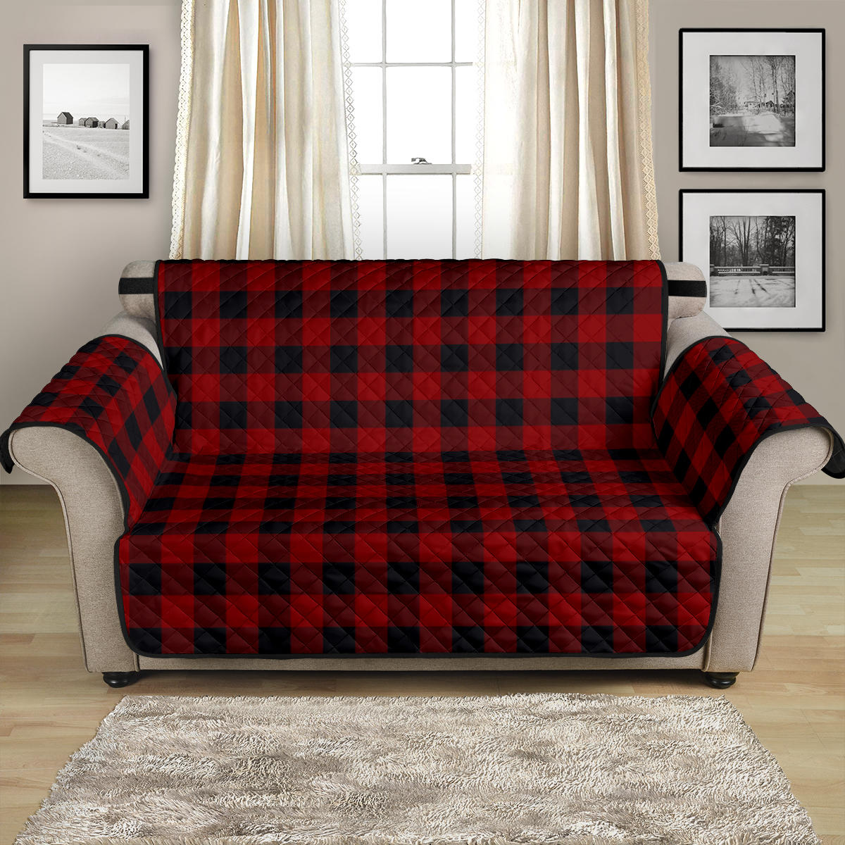 Red and Black Buffalo Plaid Furniture Slipcovers