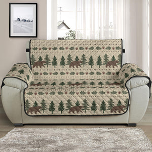 Rustic Tan With Bears, Acorns and Pine Trees Furniture Slipcover Protectors