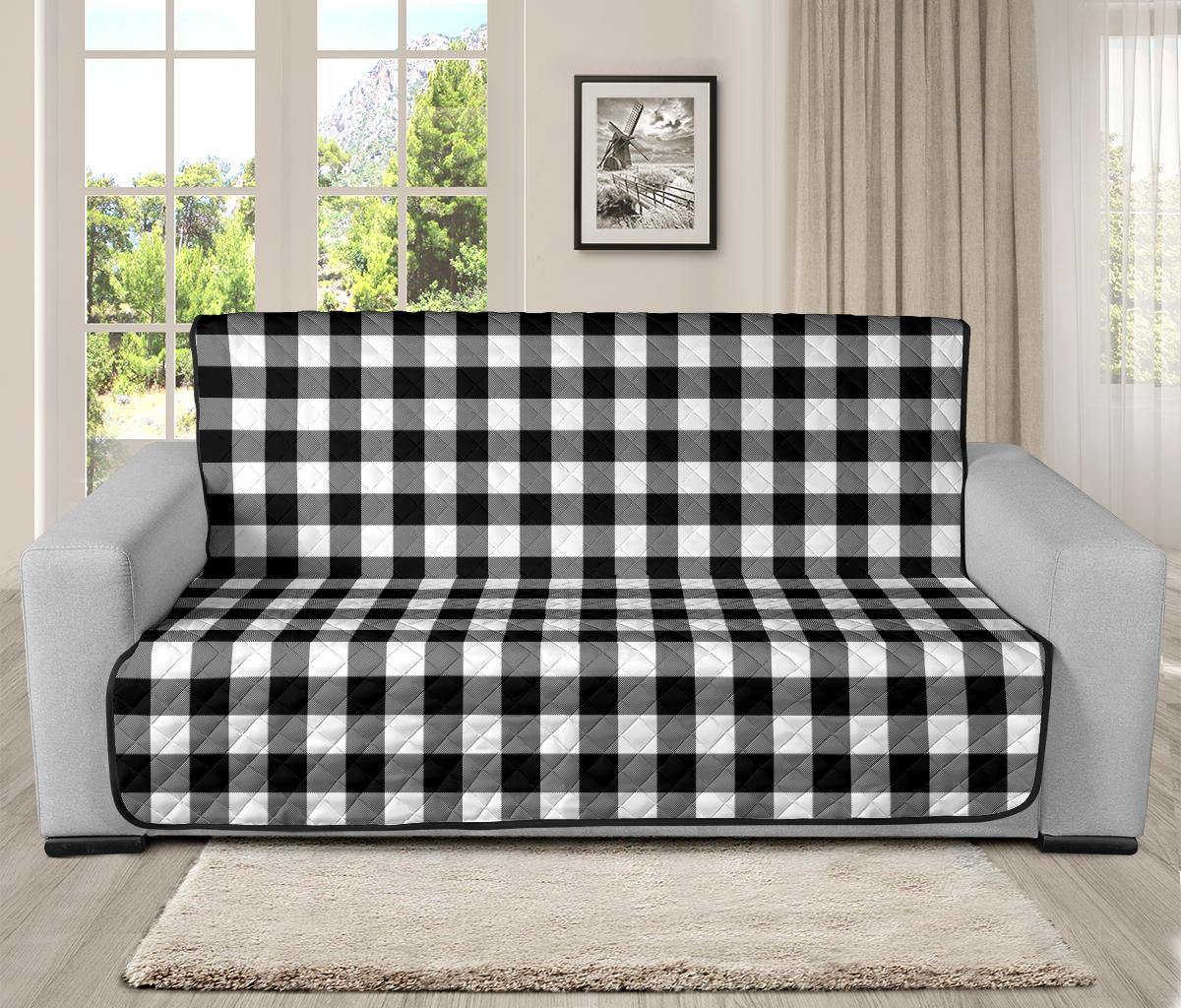 Black and White Buffalo Plaid Furniture Slipcovers - RusticDecorShop