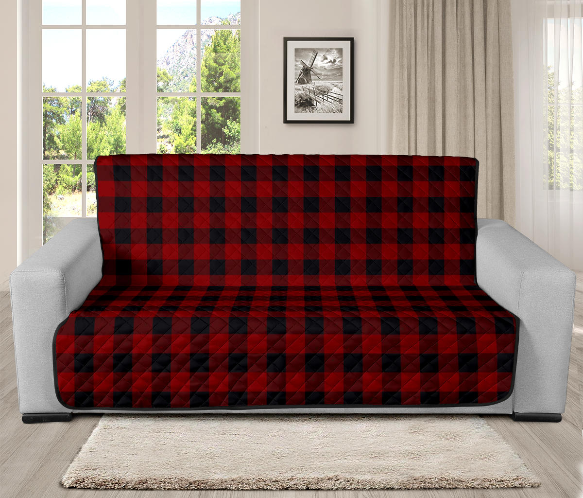 Buffalo plaid loveseat discount cover