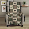 Tan and Green Plaid Bear Theme Furniture Slipcovers - RusticDecorShop
