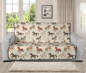 Horse Pattern on Light Cream Furniture Slipcovers