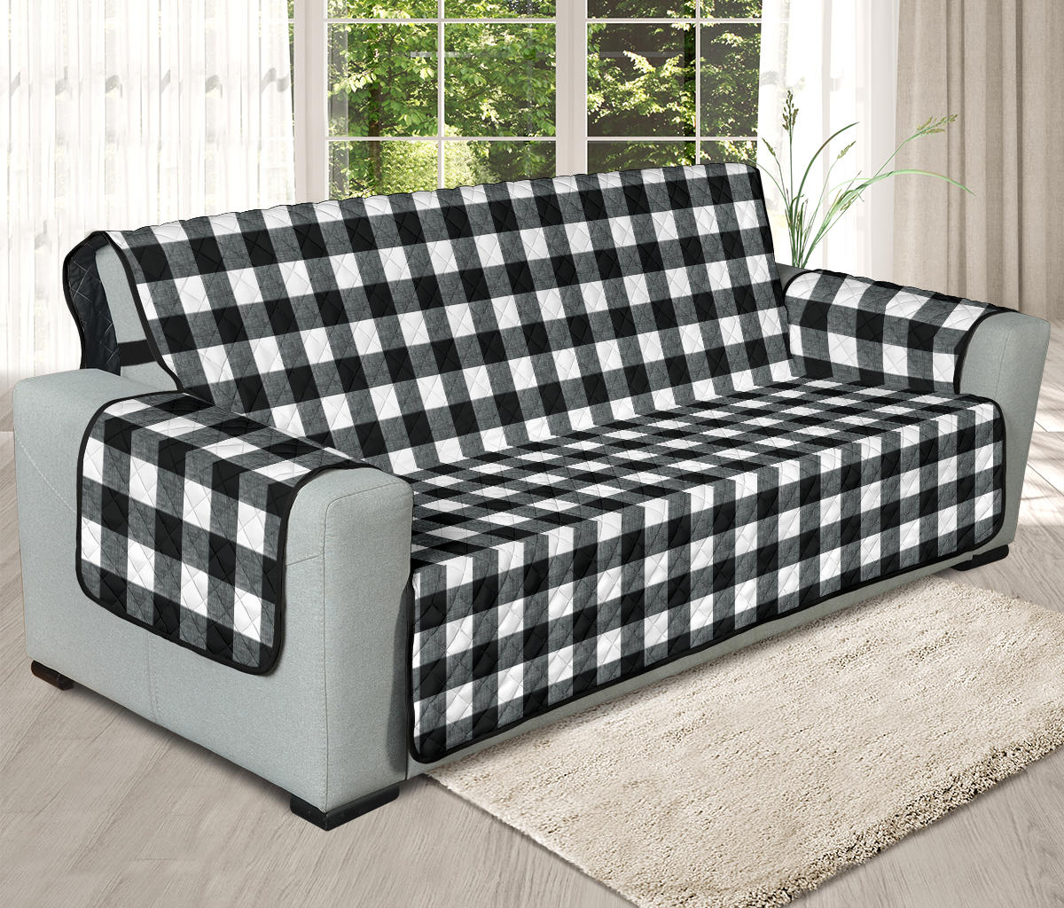 Black and White Buffalo Check Furniture Slipcover Protectors Small Pattern