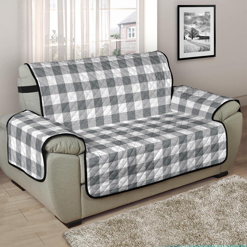 Gray and White Buffalo Plaid Furniture Slipcovers - RusticDecorShop