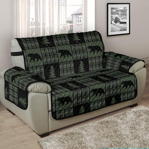 Green and Black Plaid Bear Patchwork Furniture Slipcovers