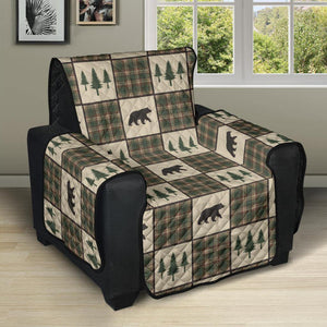 Tan and Green Plaid Bear Theme Furniture Slipcovers - RusticDecorShop