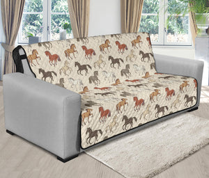 Horse Pattern on Light Cream Furniture Slipcovers