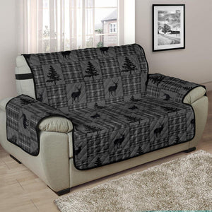 Gray and Black Plaid Deer Theme Rustic Furniture Slipcovers - RusticDecorShop