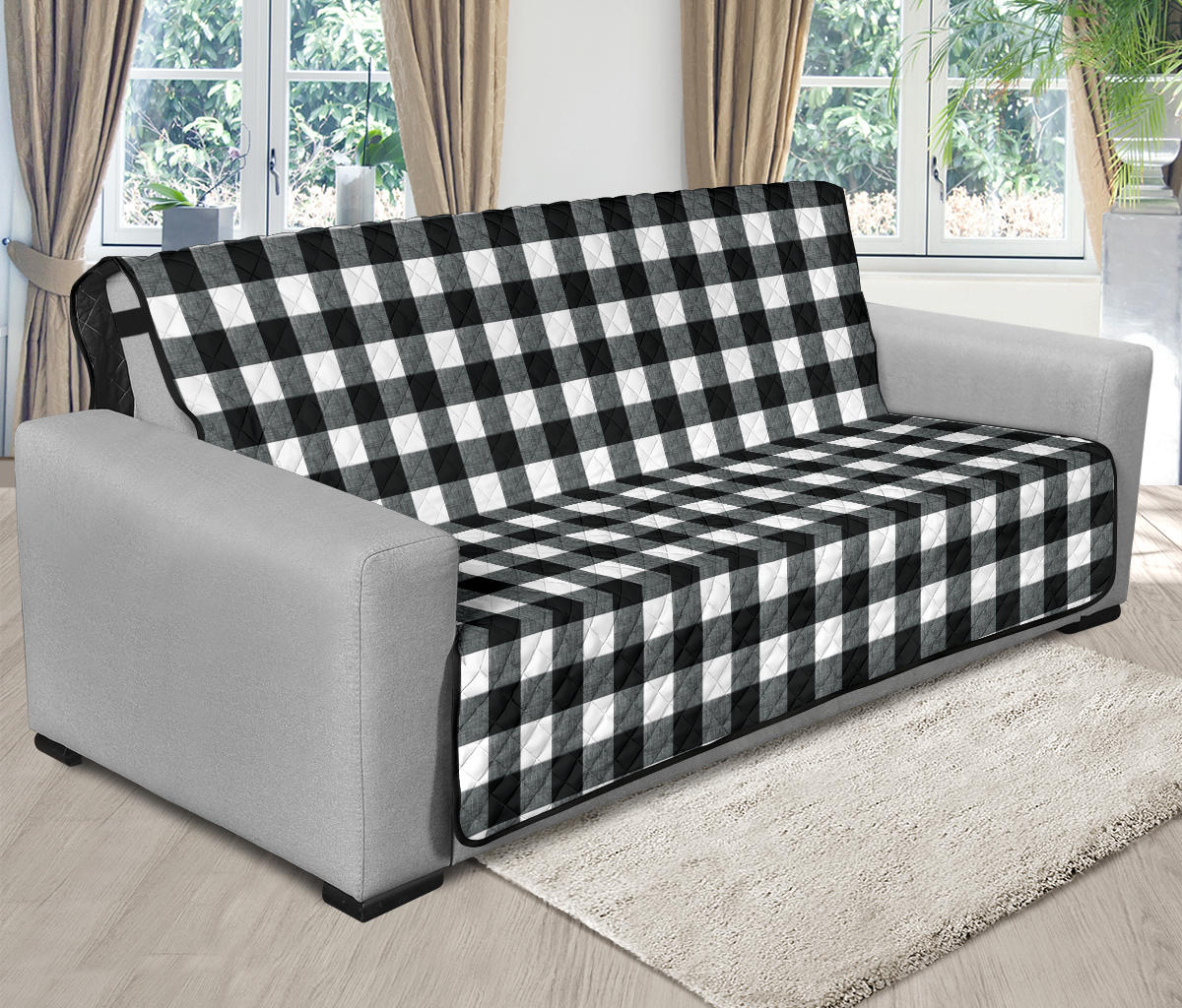 Black and White Buffalo Check Furniture Slipcover Protectors Small Pattern