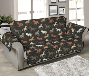 Horse Pattern on Dark Gray Furniture Slipcovers