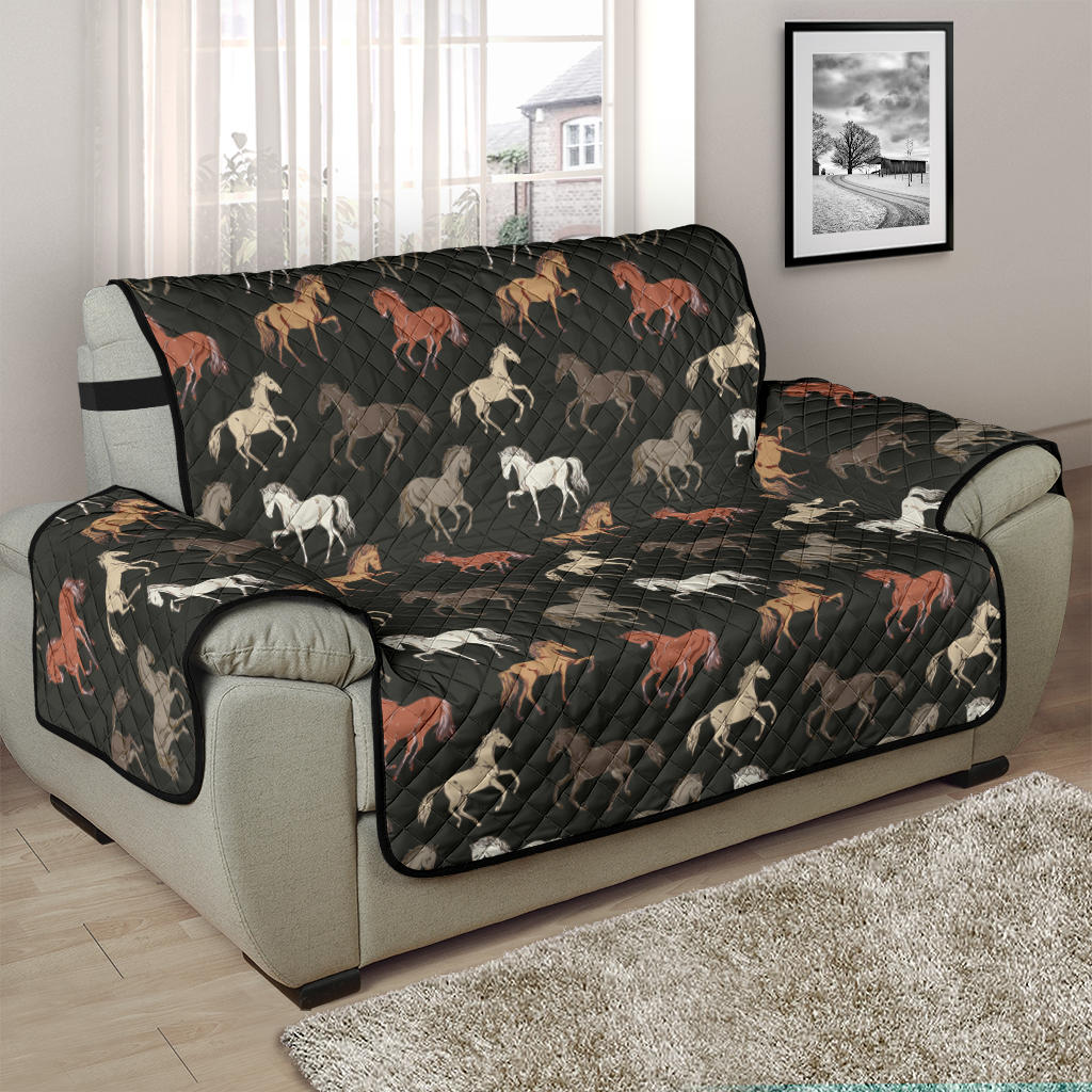 Horse Pattern on Dark Gray Furniture Slipcovers