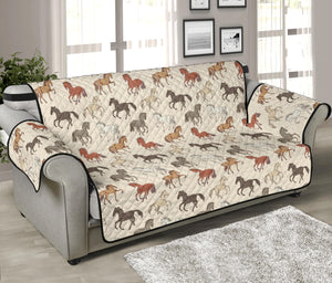 Horse Pattern on Light Cream Furniture Slipcovers