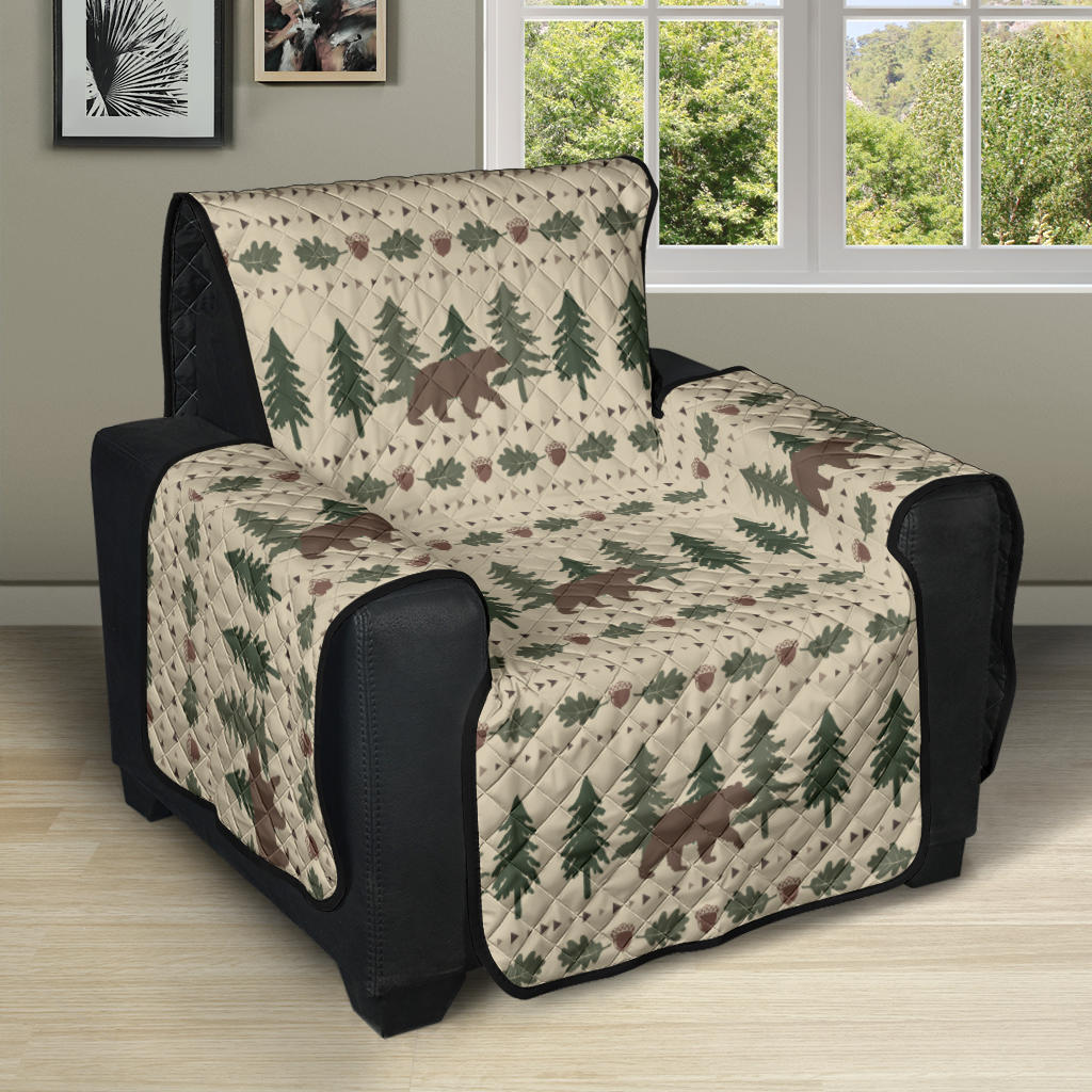 Rustic Tan With Bears, Acorns and Pine Trees Furniture Slipcover Protectors