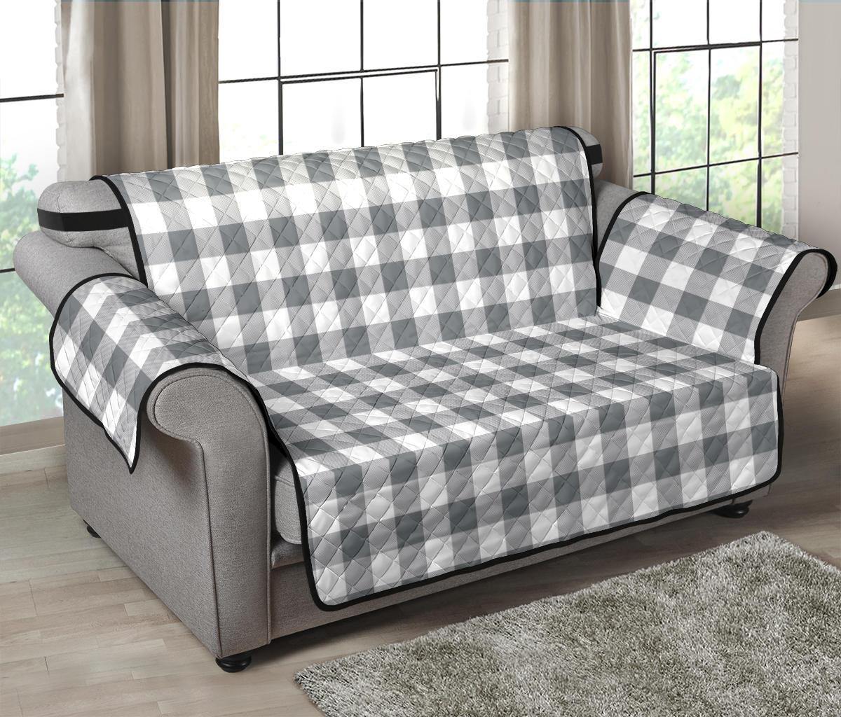 Gray and White Buffalo Plaid Furniture Slipcovers - RusticDecorShop