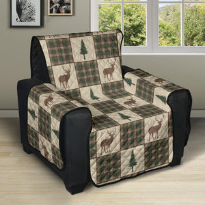 Tan and Green Plaid Deer Theme Rustic Furniture Slipcovers