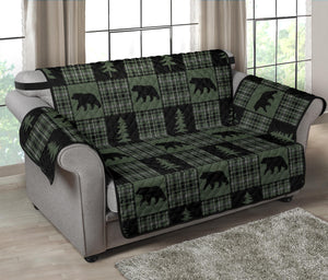 Plaid Couch Slipcover Green, Black and White Tartan 70 Seat Width Living  Room Furniture Sofa Slip Cover Protector Home Décor Lodge Cabin 