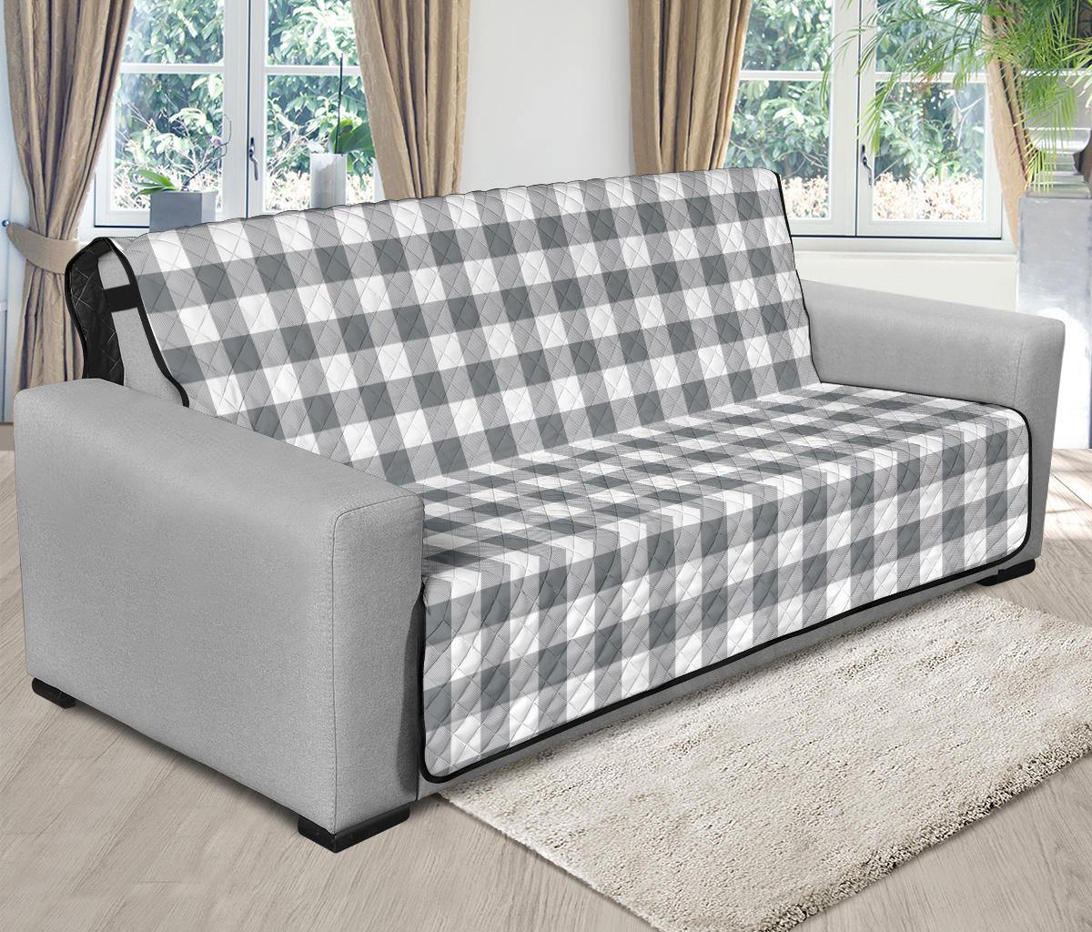 Gray and White Buffalo Plaid Furniture Slipcovers - RusticDecorShop