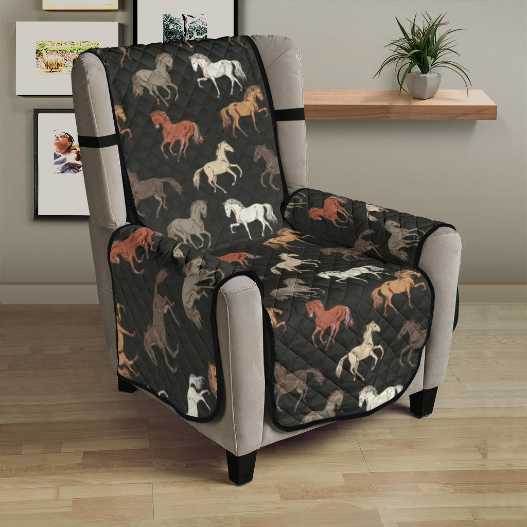 Horse Pattern on Dark Gray Furniture Slipcovers