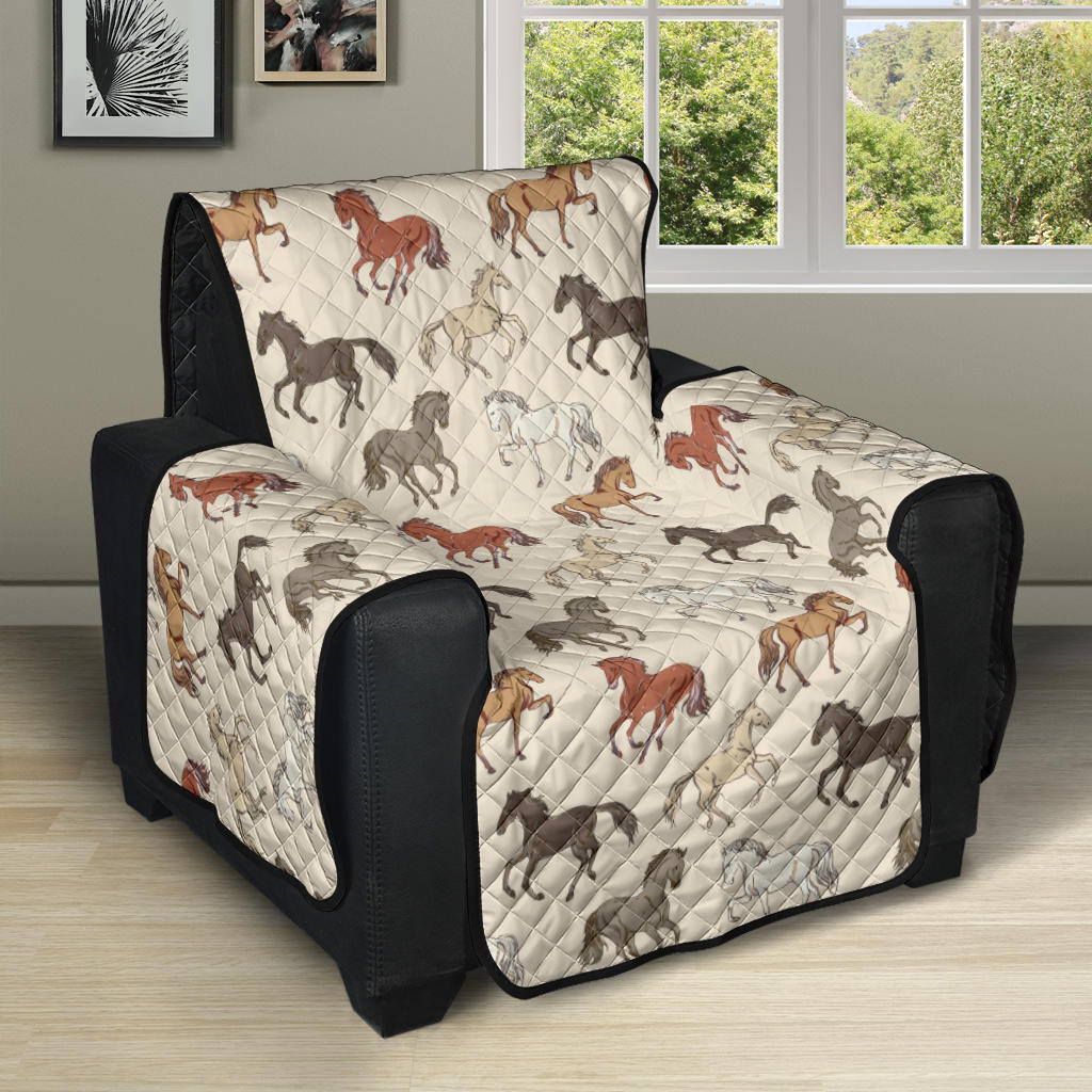 Horse Pattern on Light Cream Furniture Slipcovers