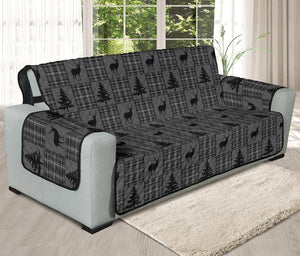 Gray and Black Plaid Deer Theme Rustic Furniture Slipcovers - RusticDecorShop