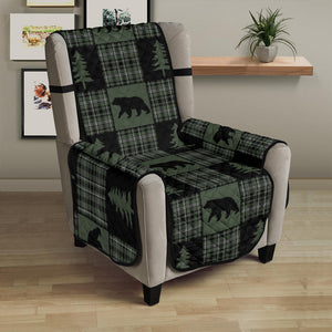 Green and Black Plaid Bear Patchwork Furniture Slipcovers